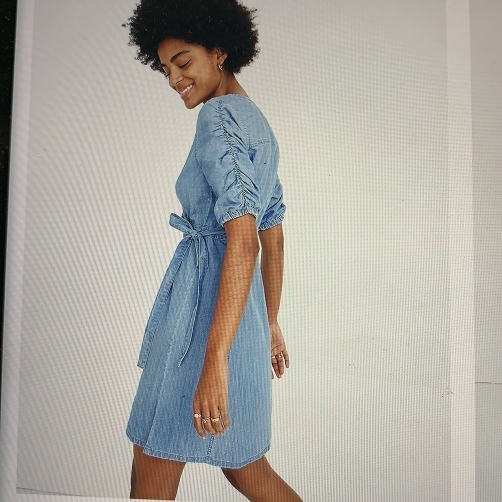 Madewell Shirred-Sleeve Wrap Dress XL